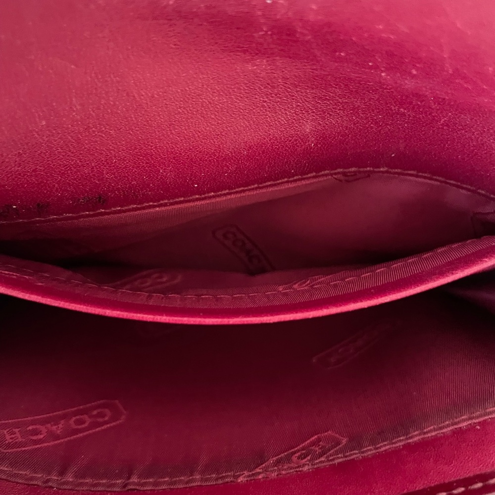 Coach Large Bifold Signature Canvas Burgundy Patent Leather Wallet - Picture 14 of 14
